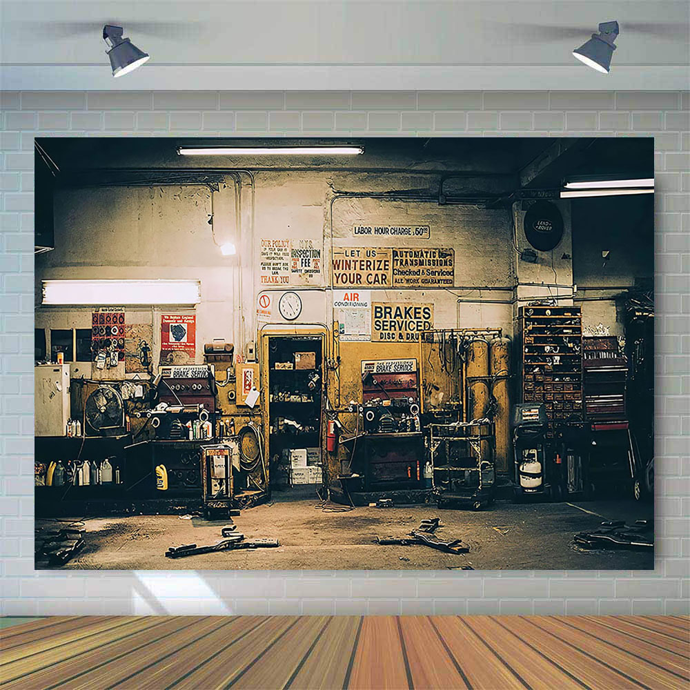 Retro Car Repairs Backdrop Too - Workshop Tools Photos recensie en prijs