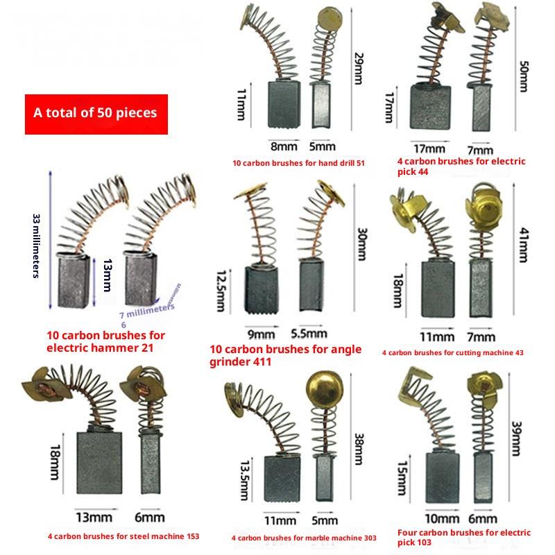 Carbon Brushes 50Pcs Set Elect - Workshop Tools Hammer recensie en prijs